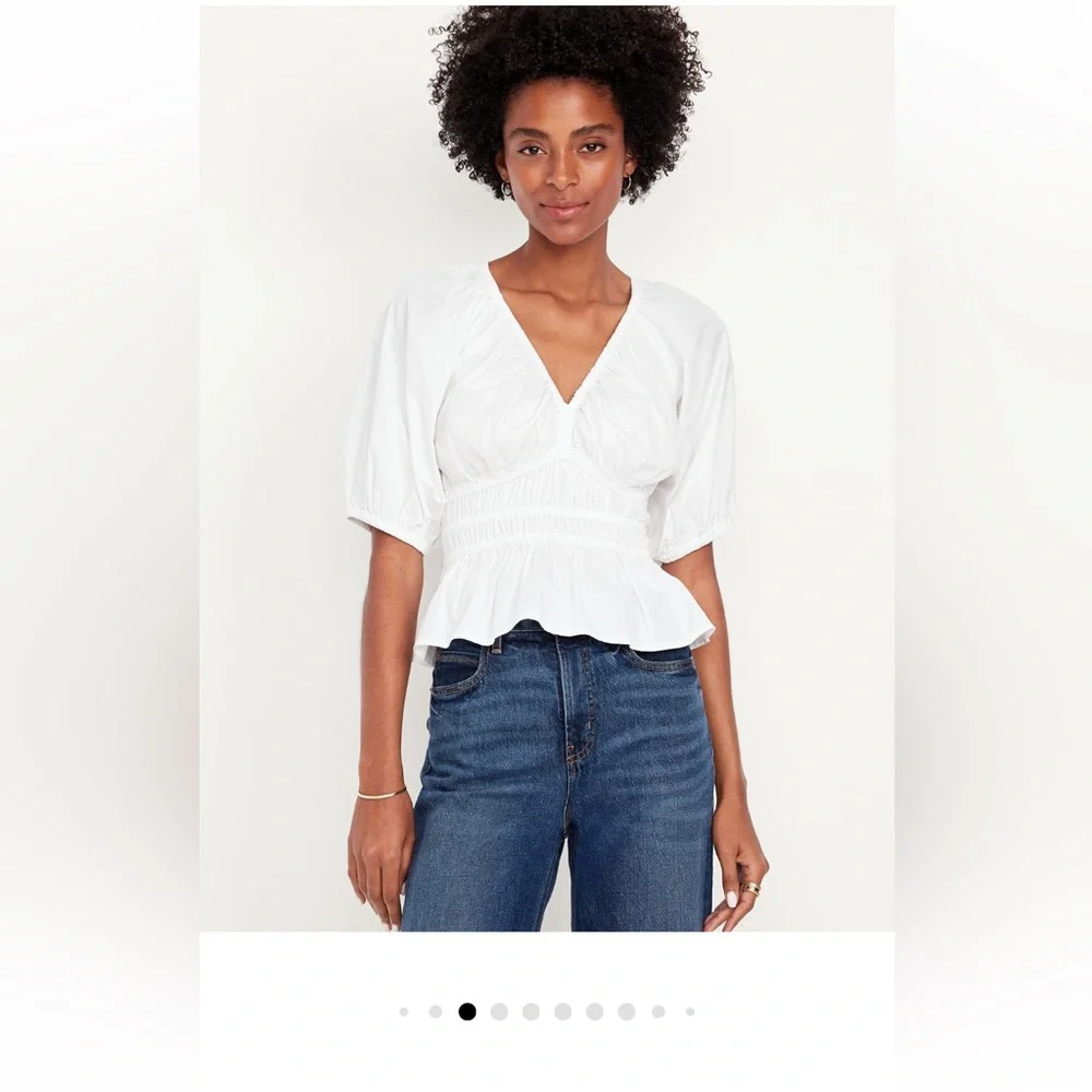 Old Navy Smocked V-Neck Peplum Top